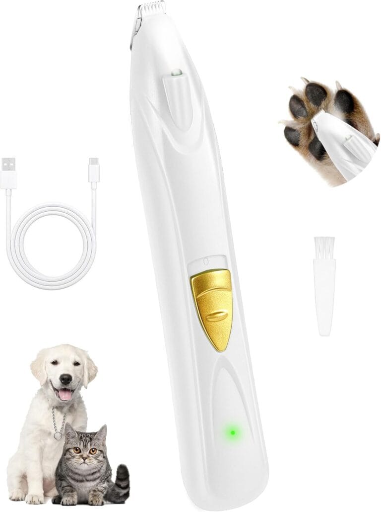 LEYOUFU Dog Clippers for Grooming, Cordless Dog Grooming Kit for Small Dogs with LED Light, Rechargeable Low Noise Cat Hair Trimmer for Grooming Pet Hair Around Paws, Eyes, Ears, Face, Rump (White)