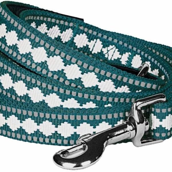 Blueberry Pet 3M Reflective Jacquard Dog Leash with Soft & Comfortable Handle, 5 ft x 3/4", Teal Blue, Medium, Leashes for Dogs