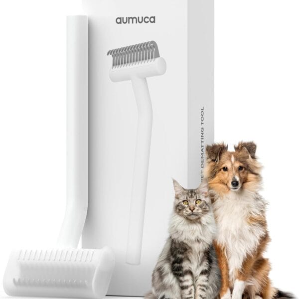 aumuca Undercoat Rake for Cats & Small/Medium Dogs  Deshedding Brush & Dematting Comb for Double-Coated Pets with Long or Short Hair, Matted Fur  Grooming Tool for Kitten, Puppy, Rabbit and Horse