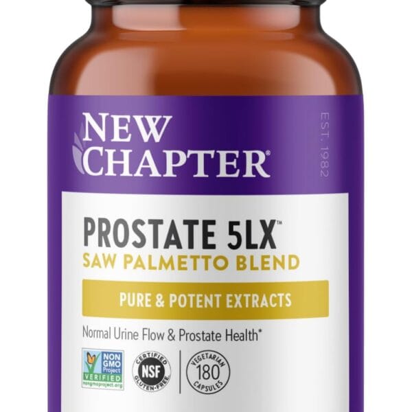 New Chapter Prostate Supplement - Prostate 5LX with Clinical Strength Saw Palmetto + Fermented Selenium for Mens Wellness - 180 ct Vegetarian Capsule