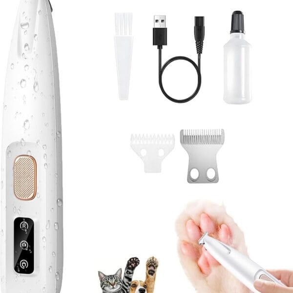 1PC Dog Paw Trimmer with LED Light,35dB Low Noise Precision Pet Paw Trimmer for Dogs Cats Grooming Clippers,Safety Electric Paw Hair Trimmer for Paws,Ears,Rump,Face,Eyes