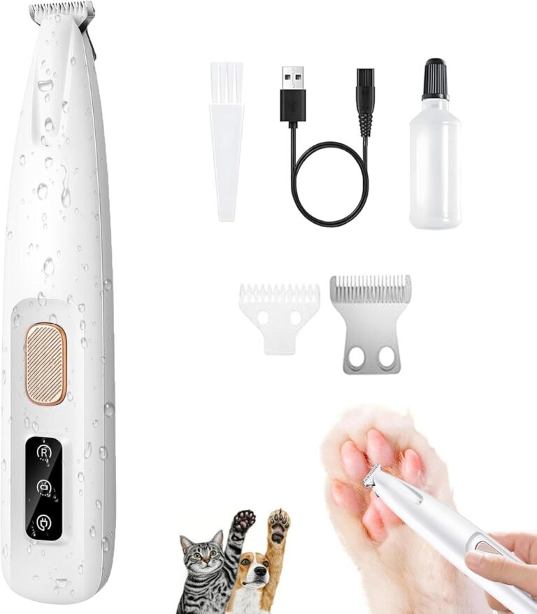 1PC Dog Paw Trimmer with LED Light,35dB Low Noise Precision Pet Paw Trimmer for Dogs Cats Grooming Clippers,Safety Electric Paw Hair Trimmer for Paws,Ears,Rump,Face,Eyes