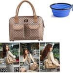 Hubulk Dog Carrier Bag Pet Tote Bag Doggie Handbag Cat Purse Puppy Pouch, Free Collapsible Dog Bowl Included (S Khaki)