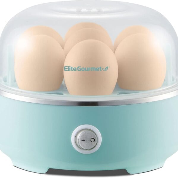 Elite Gourmet EGC115M Easy Egg Cooker Electric 7-Egg Capacity, Soft, Medium, Hard-Boiled Egg Cooker with Auto Shut-Off, Measuring Cup Included, BPA Free, Retro Mint
