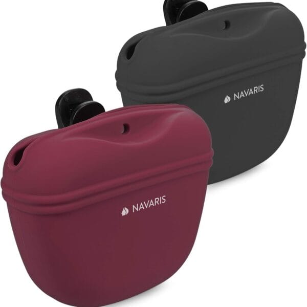 Navaris Silicone Dog Treat Pouch - Training Pet Puppy Bag Pocket Snack Treat Food Holder with Clip for Belt for Dog Walks - Set of 2