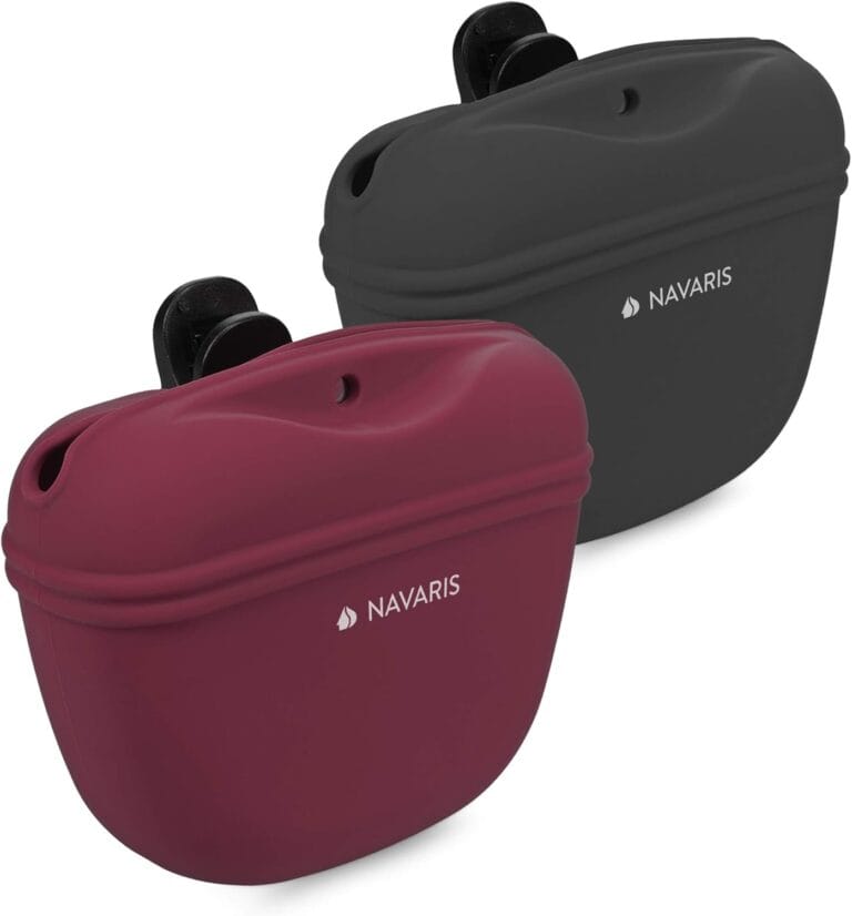 Navaris Silicone Dog Treat Pouch - Training Pet Puppy Bag Pocket Snack Treat Food Holder with Clip for Belt for Dog Walks - Set of 2