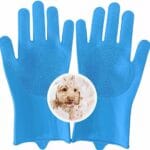 Pet Grooming Gloves for Dogs and Cats,Heat Resistant Silicone Gloves with High-Density Teeth, Enhanced 5-Finger Design for Bathing and Massage Dogs and Cats,Blue