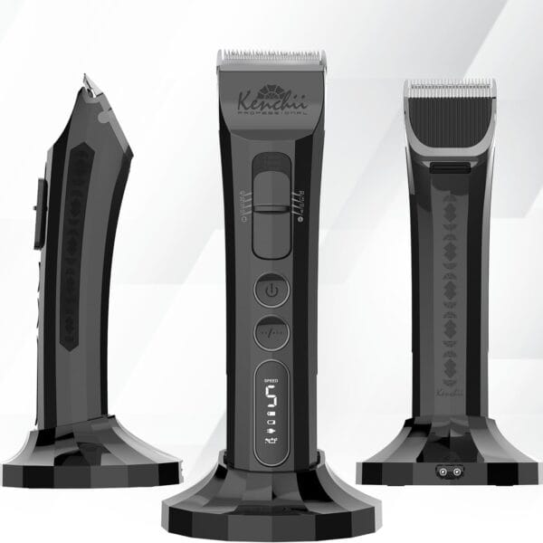 Kenchii Flash Dog Clippers for Grooming 4-in-1 Digital Cordless Cat & Dog Grooming Clipper for Pet Care, Precision Pet Grooming Trim, Shape, and Style Effortlessly, Black