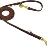 LWBMG Multi Function Leather Dog Leash 8ft Genuine Leather Leash for Dogs Hands Free Pet Leashes Double Ended Pet Training Leashes for Small Medium Large Dogs