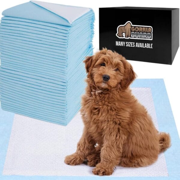 Gorilla Guard Disposable Puppy Pads, 5 Layer Pee Pads for Dogs, Absorbent Diaper Changing Pad, Dog Potty Training Supplies, Quick Dry Pet Housebreaking Essentials for Puppies, 25 Count 22x22 in