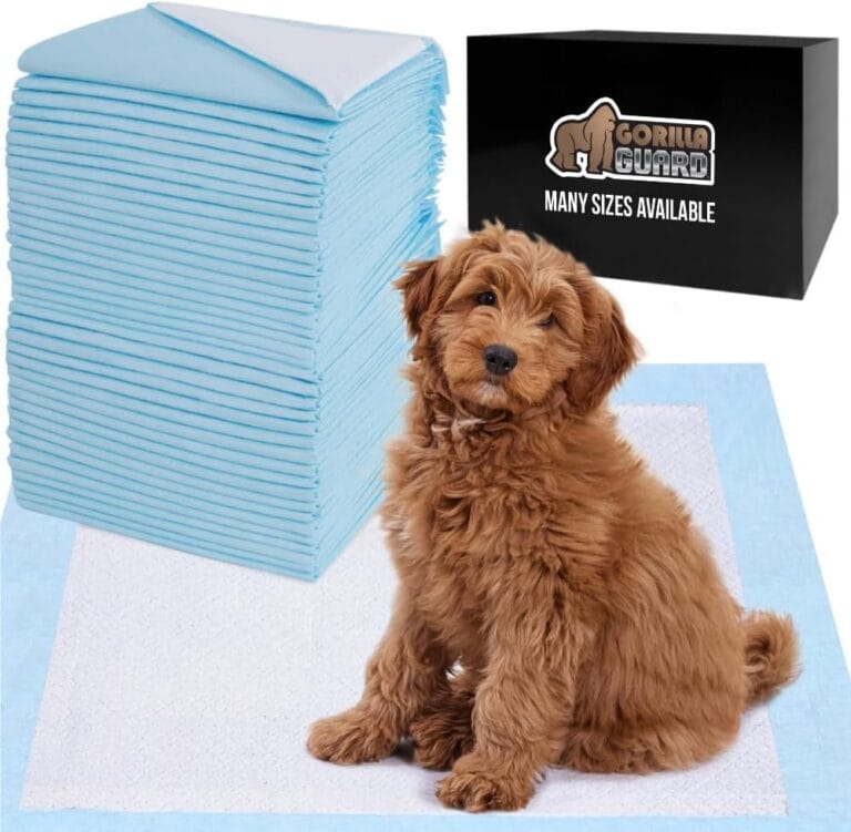 Gorilla Guard Disposable Puppy Pads, 5 Layer Pee Pads for Dogs, Absorbent Diaper Changing Pad, Dog Potty Training Supplies, Quick Dry Pet Housebreaking Essentials for Puppies, 25 Count 22x22 in