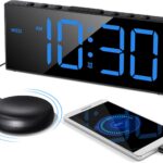 Digital Alarm Clock with Bed Shaker, Large Numbers Plug in Alarm Clock for Heavy Sleepers Adults Teens with USB Charger, Dual Alarm, 12/24Hr, Snooze, Dimmable, Adjustable 3-Levels Volume-Black