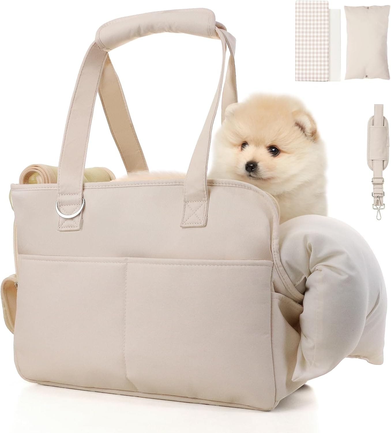 Dog Purse Carrier for Small Dogs, Soft Soft Sided Folding Dog Carriers for Small Dogs Medium Cats Puppies up to 15 Lbs, Washable Breathable Puppy Carrier for Outdoor Travel (Large Beige) Dog Purse Carrier for Small Dogs, Soft Soft Sided Folding Dog Carriers for Small Dogs Medium Cats Puppies up to 15 Lbs, Washable Breathable Puppy Carrier for Outdoor Travel (Large Beige)