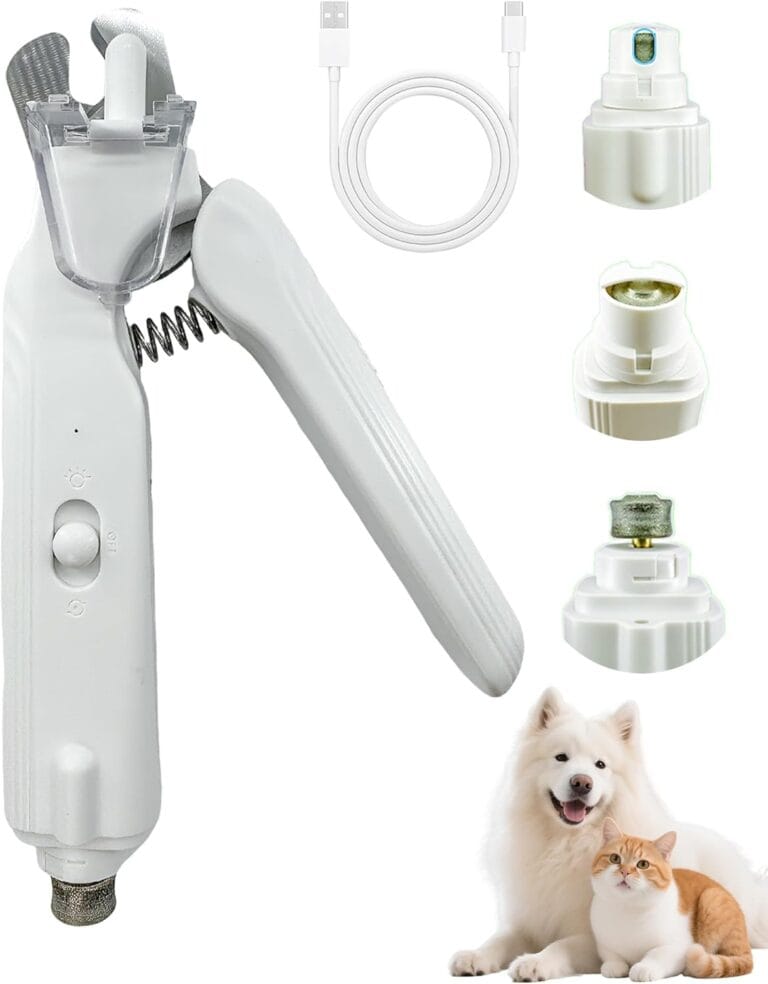 Hogni Dog Nail Clippers with Light - Professional 2 in 1 Pet Nail Clipper and Grinder for Dogs & Cats, Trimmer with Quick Sensor, Safety Guard, LED Light, USB Rechargeable (Medium/Small Pets)