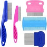 5 Pack Flea Lice Comb,Stainless Steel Dog Cat Grooming Combs with Rounded Teeth,Double Sided Professional Pet Tear Stain Remover,Dematting Tool for Small, Ideal for all pet