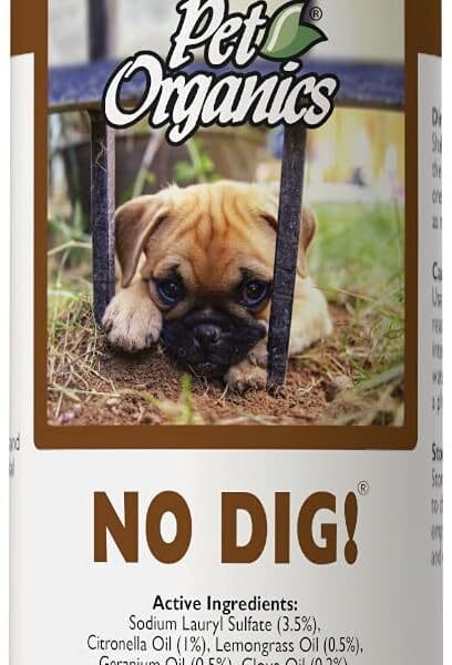 NaturVet Pet Organics No Dig Yard & Lawn Training Spray for Cats and Dogs  Helps Deters Pets from Digging in Gardens, Grass, Landscaping  Includes Herbs, Plants, Essential Oils  16 Oz.