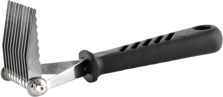 Jeffers Pet Dematting Rake for Dogs & Cats  Serrated Blades for Mats, Tangles, Shedding, Thick Undercoat  Grooming Tool for Pets, Long Hair, Short Hair, Poodles, Fur Removal, 7" L, 10 Blades