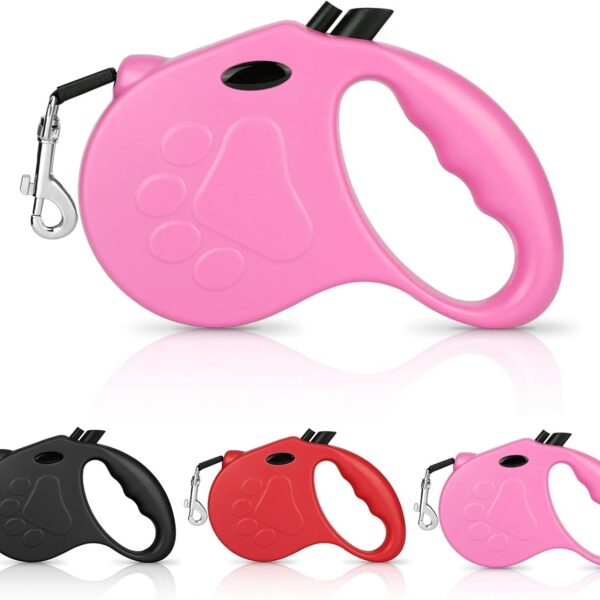 Retractable Dog Leash, 16ft Dog Walking Leash for Small Dogs up to 77lbs, Non-Slip Handle - Pink