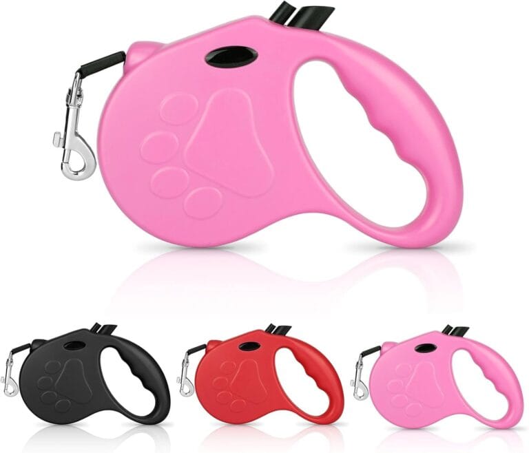Retractable Dog Leash, 16ft Dog Walking Leash for Small Dogs up to 77lbs, Non-Slip Handle - Pink