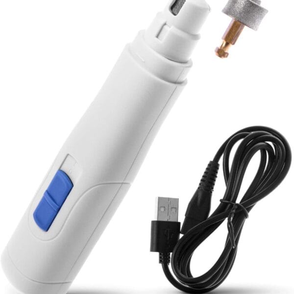 Home Zone Pet Electric Nail Grinder - 2-Speed Cordless Rechargeable Professional Pet Nail Trimmer with Replacement Grooming Wheel,White