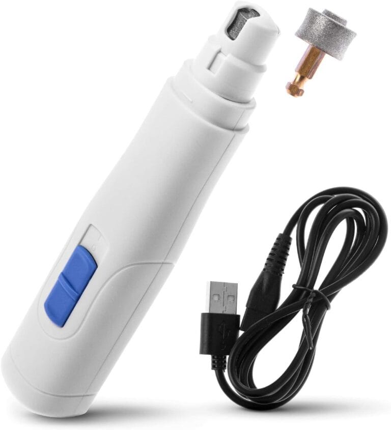 Home Zone Pet Electric Nail Grinder - 2-Speed Cordless Rechargeable Professional Pet Nail Trimmer with Replacement Grooming Wheel,White