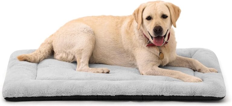 Washable Dog Crate Pad, Ultra Soft Dog Bed for Large Dogs, Anti-Slip Kennel Pad for Dogs Cozy Sleeping Mattress, Travel Flat Pet Beds for Indoor & Outdoor Pet (42" x 28", Grey