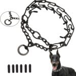 Dog Prong Collar Training Choke Chain Adjustable Pinch Collar Links with Comfort Rubber Tips and Quick Release Snap Buckle for Small Medium Large Dogs(Black-XL)