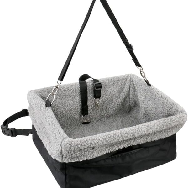 Deluxe Dog Car Seat Fits Pets up to 15lbs, Dog Booster Seat, Padded Cushioning, Adjustable Straps, Metal Frame Encasing, Installs in Seconds, Collapsible Canvas and Easy to Clean