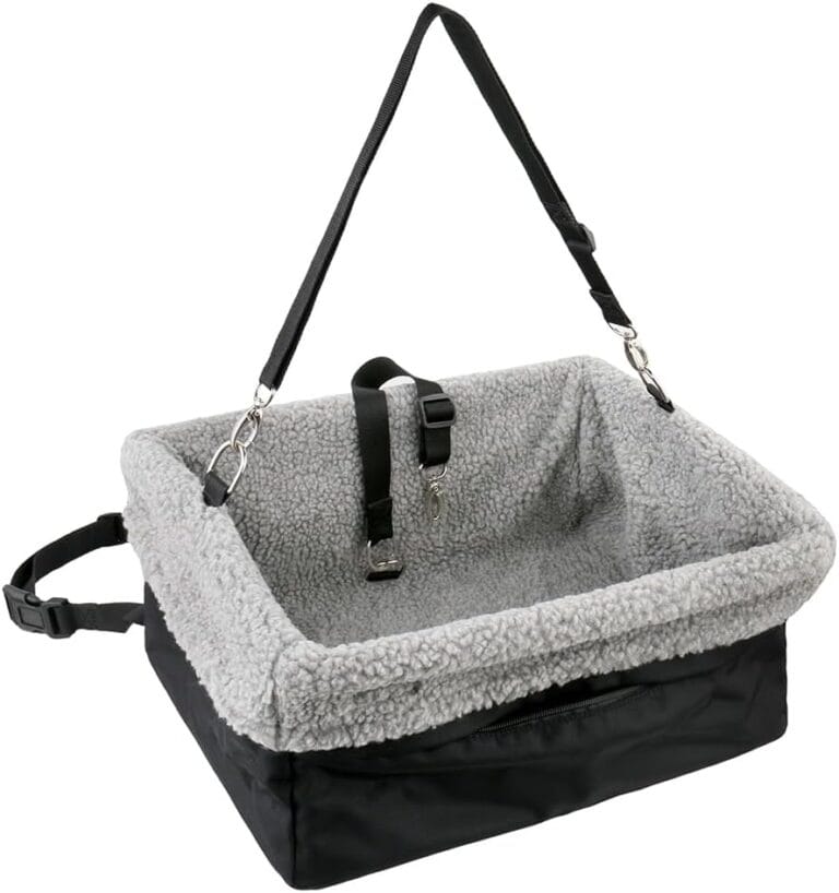 Deluxe Dog Car Seat Fits Pets up to 15lbs, Dog Booster Seat, Padded Cushioning, Adjustable Straps, Metal Frame Encasing, Installs in Seconds, Collapsible Canvas and Easy to Clean