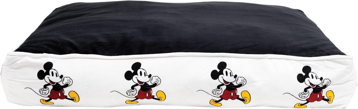 Disney Dog Bed, Mickey Mouse Walking Pose White, Rectangle Gusset Disney Dog Bed, Mickey Mouse Walking Pose White, Rectangle Gusset