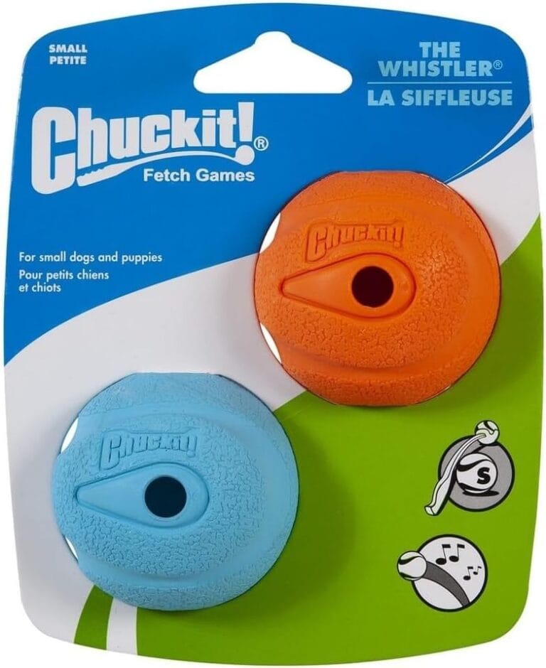 Chuckit! The Whistler Ball Dog Toy, Small (2 Inch Diameter) for Dogs 0-20 lbs, Pack of 2