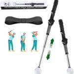 Retractable Golf Swing Trainer - Golf Swing Training Aid,Golf Grip Trainer  Improve Swing Tempo | Click Stick Right-Handed Training Aid with Arm Band for All Golfers,Indoor & Outdoor Use