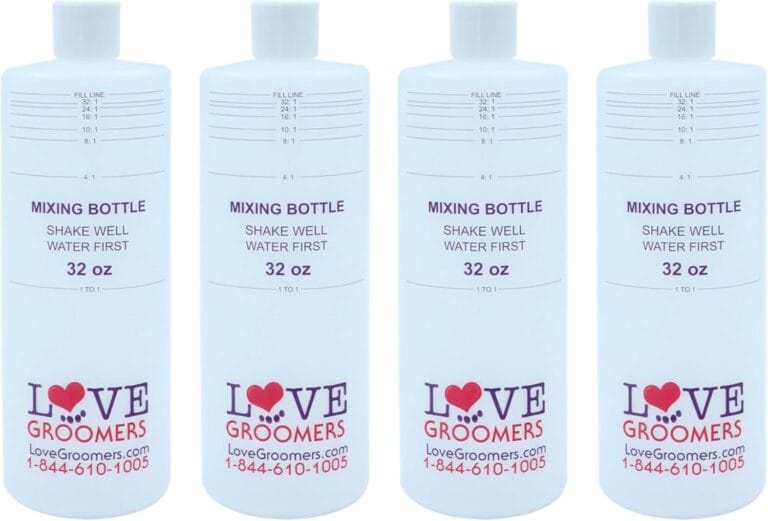 GROOMER ESSENTALS 32oz Dilution Bottles - Set of 4 - Professional Dog Grooming Mixing Bottles for Shampoo, Conditioner, and Solutions