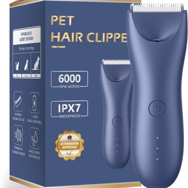 Handy Dog Cat Clippers - Professional Cordless Grooming Tools - Low Noise Pet Hair Trimmer Kit, TS032, Blue