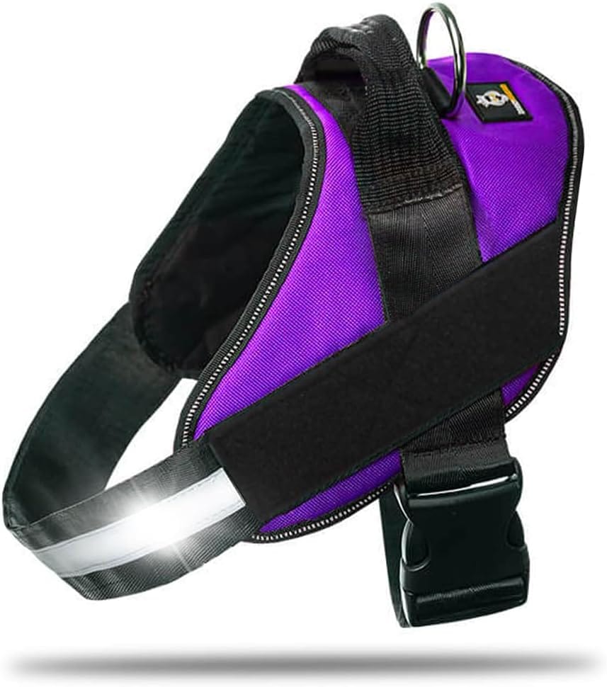 Non Pull Dog Harness with Patch Panels and Handle, Adjustable, Reflective, No Choke, Heavy Duty Easy On Service Dog Vest Harnesses for Medium Large Small Sized Dogs - Purple, XS Non Pull Dog Harness with Patch Panels and Handle, Adjustable, Reflective, No Choke, Heavy Duty Easy On Service Dog Vest Harnesses for Medium Large Small Sized Dogs - Purple, XS