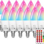 E12 LED Bulb Color Changing Candelabra Light Bulb with Remote Control, 50W Incandescent Equivalent, 560 Lumen,Cool White 5000K + 12 Colors, 5W E12 Small Base, Decorative Chandelier Light Bulb, 12 Pack
