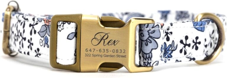 Personalized Dog Collar with Name and Phone Number Engraved,Adjustable Custom Puppy Collar,Organic Cotton Pet Collar for Small Medium Large Boy Girl Dogs