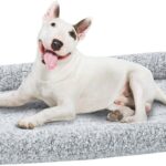 Friends Forever Bolster Dog Crate Mat 36 Inch, Washable Dog Crate Bed, Sherpa Fleece, Nova Grey