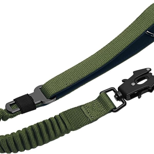 20 Strong Short Leash for Dog, Heavy Duty Bungee Dogs Leash with Padded Handle Car Seatbelt, Dog Training Leashs for Large or Medium Dogs - Can be Used with Other leashes (Army Green)