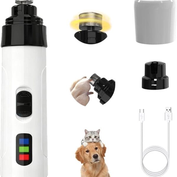 Silent Dog Nail Grinder Quiet Electric Pet Nail Trimmer File Painless Paws Grooming Tool with 2 Speed for Small Medium Large Dogs Cats Pet