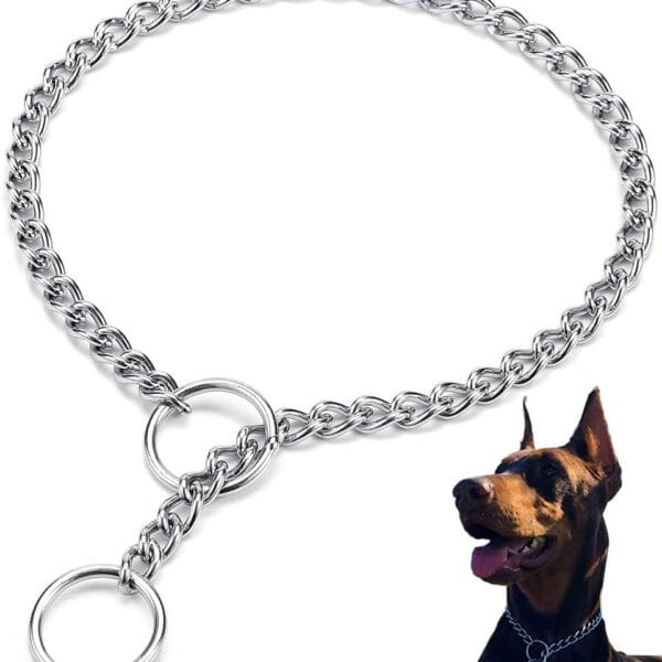 Dog Collar Slip Collar Metal Collar Chewproof P Collar Heavy Chain Dog Training Collar Choke Collar Adjustable Weather Proof Alloy Collars for Small Medium Large Dogs 23inch,3.5mm