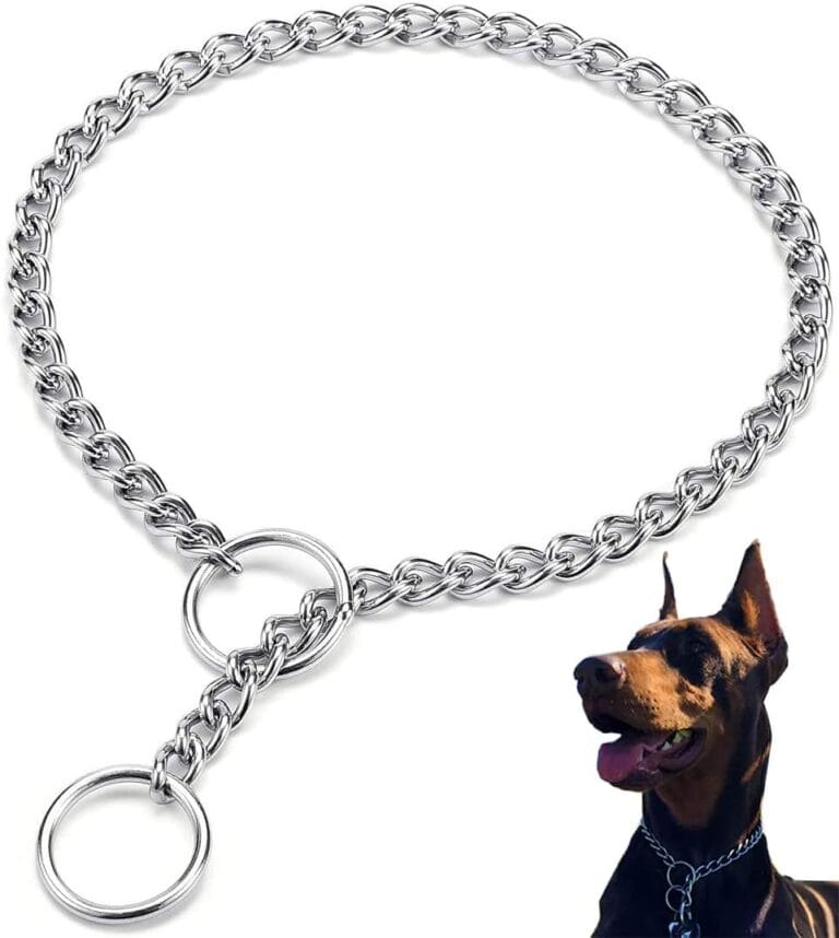 Dog Collar Slip Collar Metal Collar Chewproof P Collar Heavy Chain Dog Training Collar Choke Collar Adjustable Weather Proof Alloy Collars for Small Medium Large Dogs 23inch,3.5mm