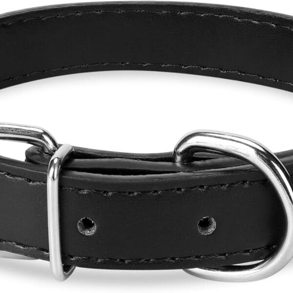 Black Leather Dog Collar for Small,Medium, Large Dog, (Medium: Wide :0.75'' for Dog's Neck: 10''~14'', Black)