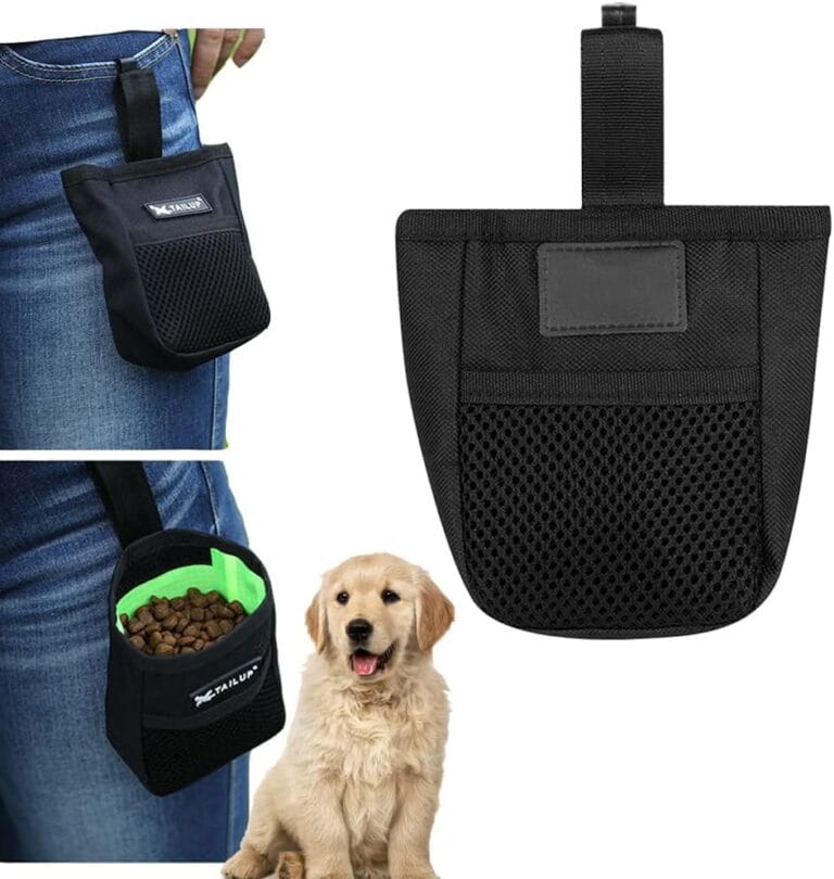 Dog Training Treat Pouch Portable Dog Walking Waist Bag Outdoor Pet Training Reward Container Hook Design Mini Waist Pocket Bag for Pet Snack Kibbles Toys Accessories