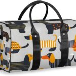 Dachshund Dog Travel Duffle Bag for Women Men Gym Duffel Foldable Bag Waterproof Weekender Abstract Geometric Duffle Tote