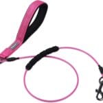 VIVAGLORY Chew Proof Dog Leash Toughbite Non Chewable Dog Leash with Traffic Handle & Double Handle for Training & Walking, Chew Proof Non Chewable Metal for Pet Puppy, 4FT, Pink