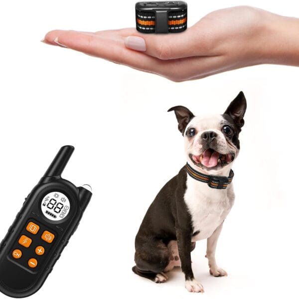 Tiniest Dog Shock Collar, Lightest Dog Training Collar with Remote for Small Dogs 5-15lbs & Medium Large Dogs/Puppies, Waterproof, Rechargeable, 1300ft Range (Orange&Ultra Tiny)