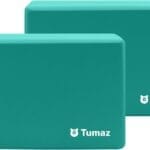 Tumaz Non-Slip Yoga Blocks 2-Pack - High Density/Lightweight EVA Foam & Natural Cork for Stability, Premium Set with E-Book Included