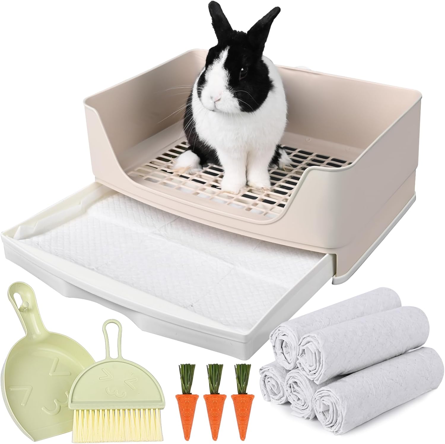 Large Rabbit Litter Box Bunny Potty Training Corner Litter Pan with Drawer Comes with Liners Rabbit Pee Pads, Small Animal Bedding Toilet for Adult Guinea Pig, Ferret, Hamster, Bunnies Large Rabbit Litter Box Bunny Potty Training Corner Litter Pan with Drawer Comes with Liners Rabbit Pee Pads, Small Animal Bedding Toilet for Adult Guinea Pig, Ferret, Hamster, Bunnies