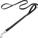 6 ft Double Handle Waterproof Dog Leash, Traffic Control, Odor Proof, Easy Clean Coated Wide Nylon with 2 Handles for Beach/Muddy Adventures/Training